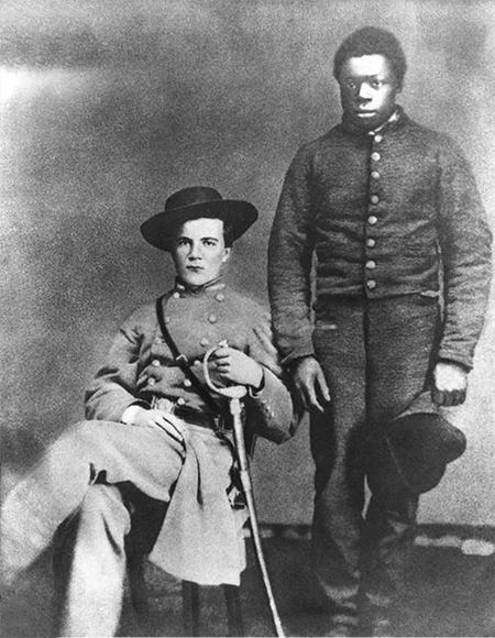 John Wallace Comer, C.S.A. (Confederate States of America), with his servant, Burrell, 1860-1869. Alabama Department of Archives and History, Montgomery